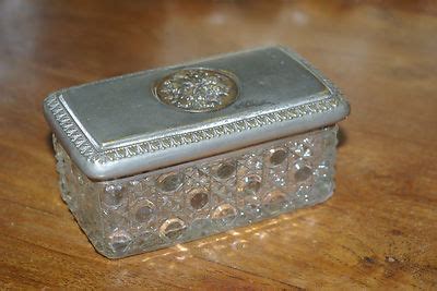 glass box metal lid registerd no 573344|Antique Dressing Table Glass Box .